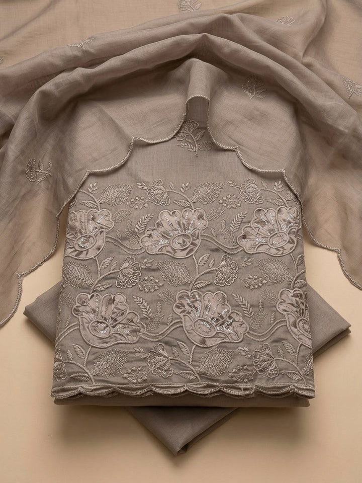 Mouse Cotton Blend Embroidered Unstitched Dress Material