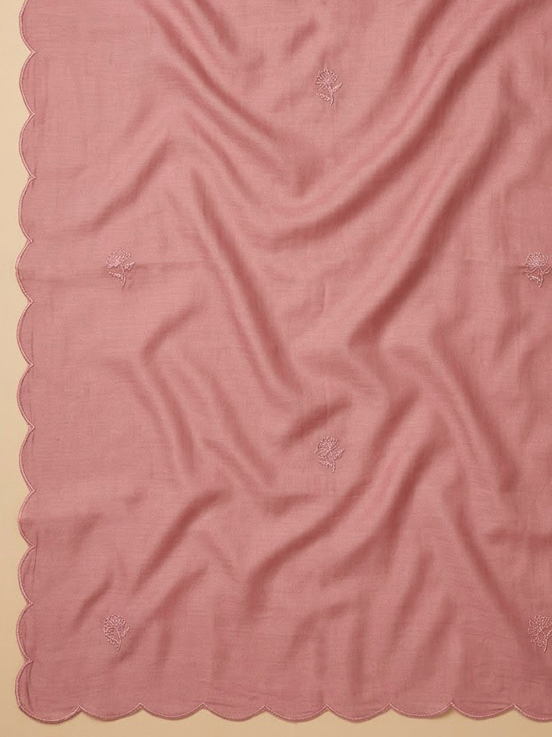 Pink Cotton Blend Embroidered Unstitched Dress Material