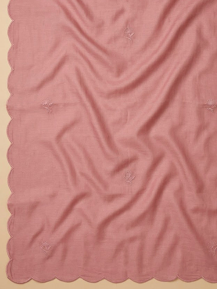 Pink Cotton Blend Embroidered Unstitched Dress Material