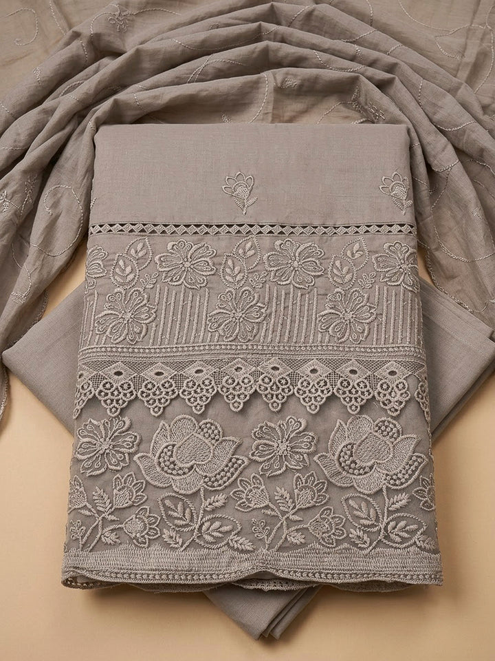 Mouse Cotton Blend Embroidered Unstitched Dress Material