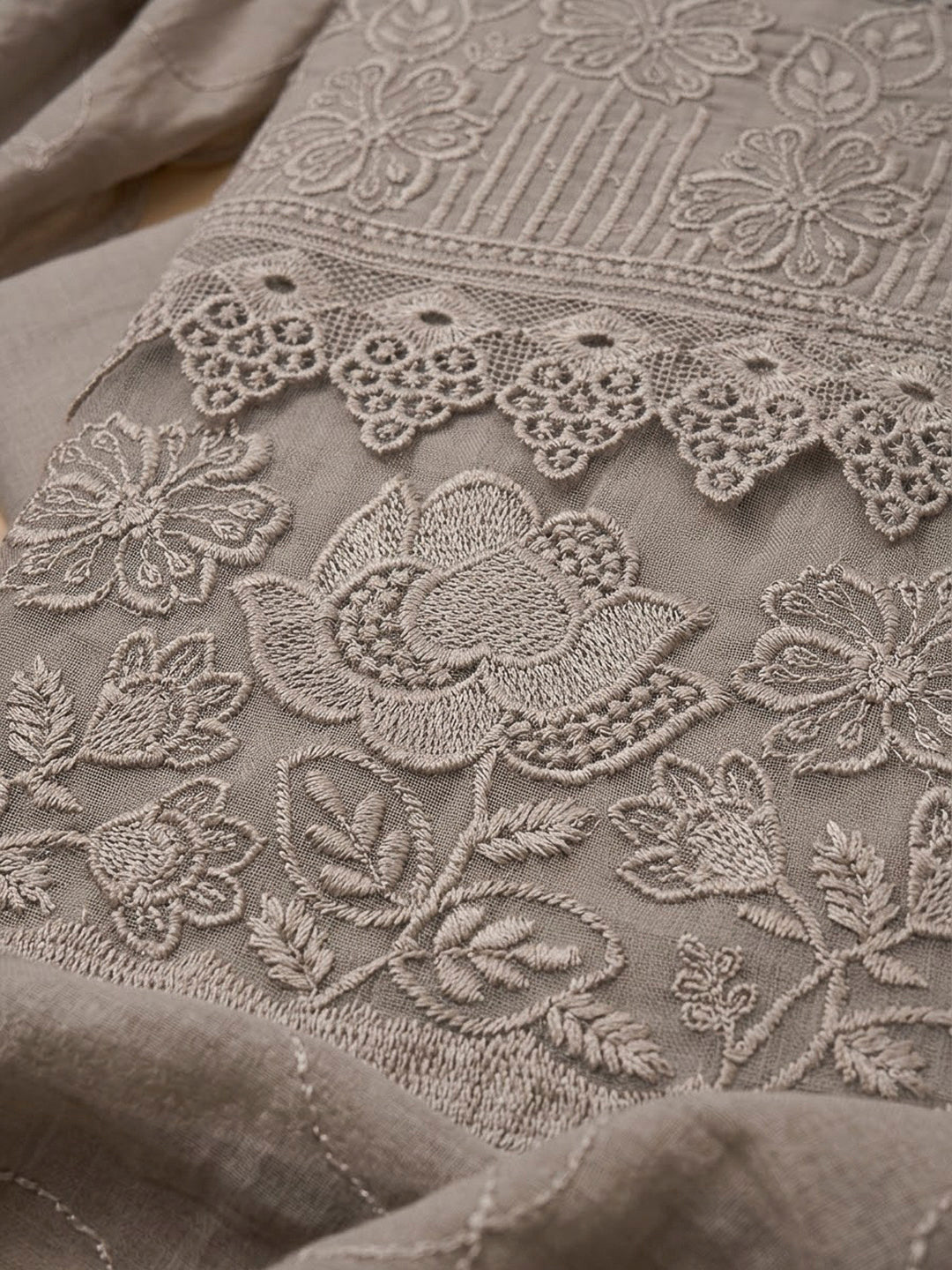 Mouse Cotton Blend Embroidered Unstitched Dress Material