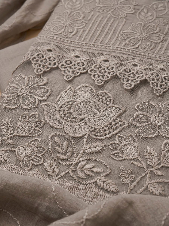 Mouse Cotton Blend Embroidered Unstitched Dress Material