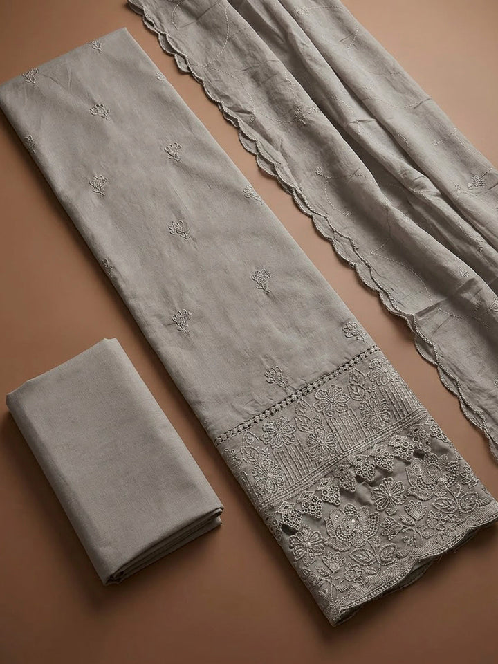 Mouse Cotton Blend Embroidered Unstitched Dress Material