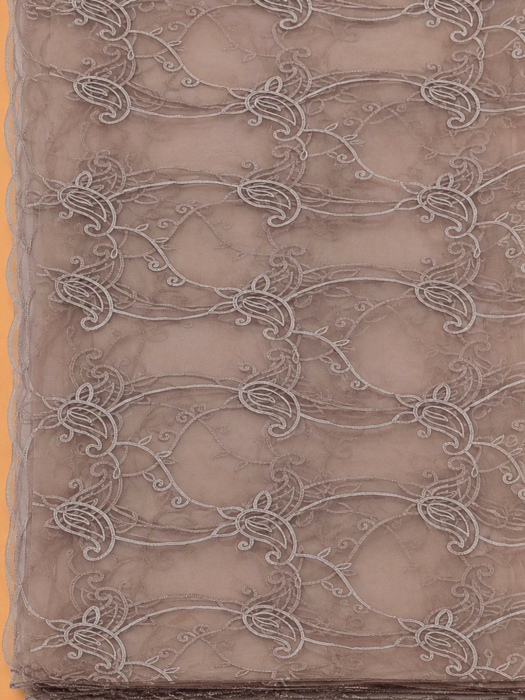 Mouse Chanderi Embroidered Unstitched Dress Material