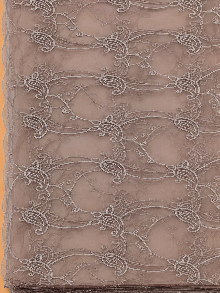 Mouse Chanderi Embroidered Unstitched Dress Material