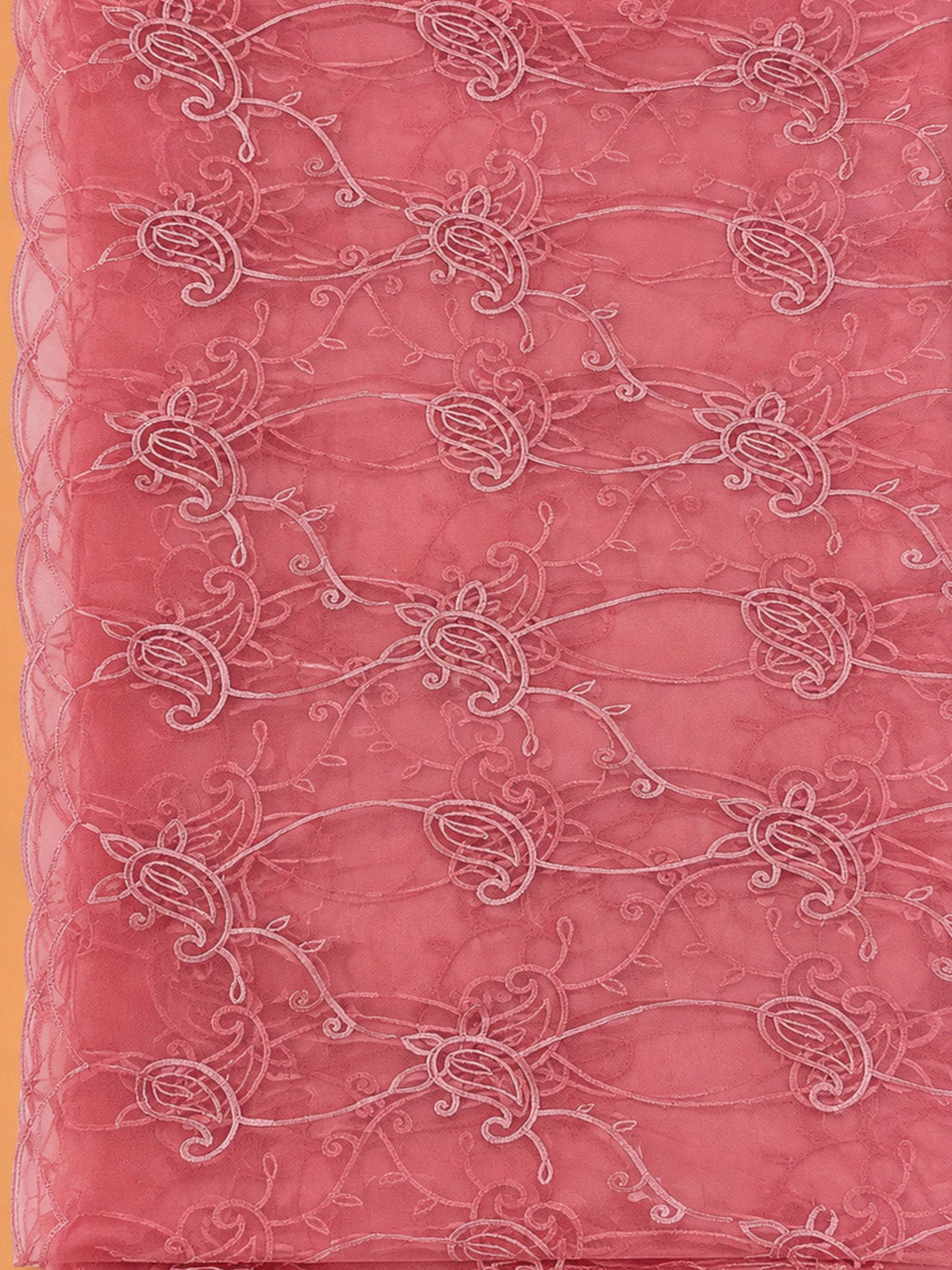 Pink Chanderi Embroidered Unstitched Dress Material