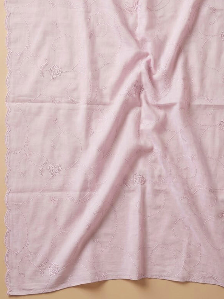 Pink Cotton Blend Embroidered Unstitched Dress Material