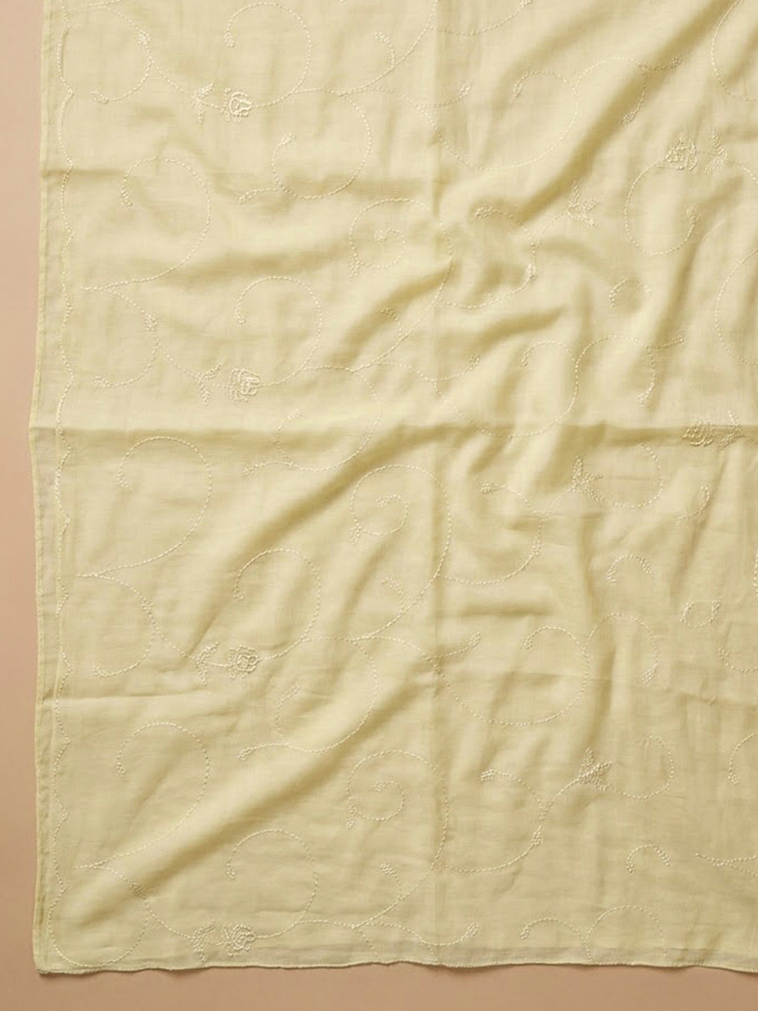 Yellow Cotton Blend Embroidered Unstitched Dress Material