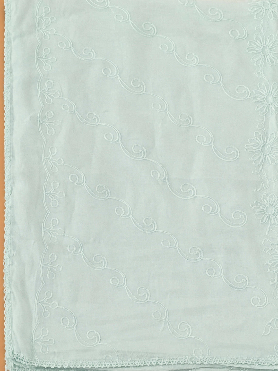 Blue Cotton Blend Printed Unstitched Dress Material