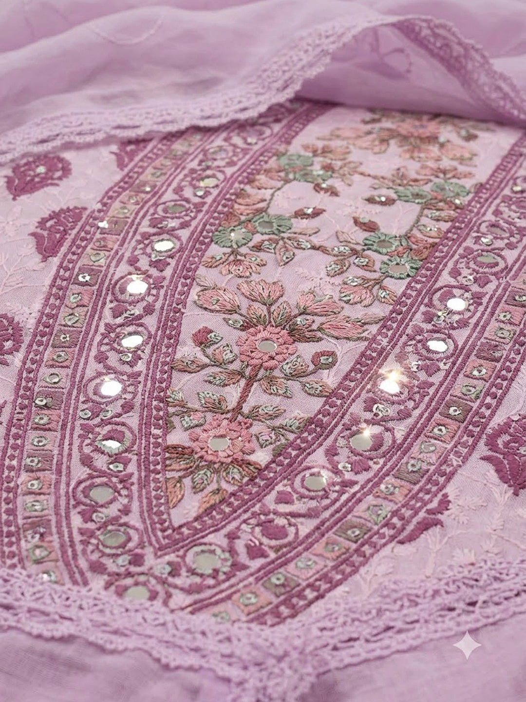 Onion Pink Cotton Blend Printed Unstitched Dress Material