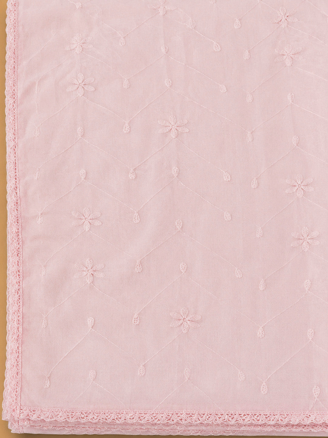 Peach Cotton Blend Printed Unstitched Dress Material