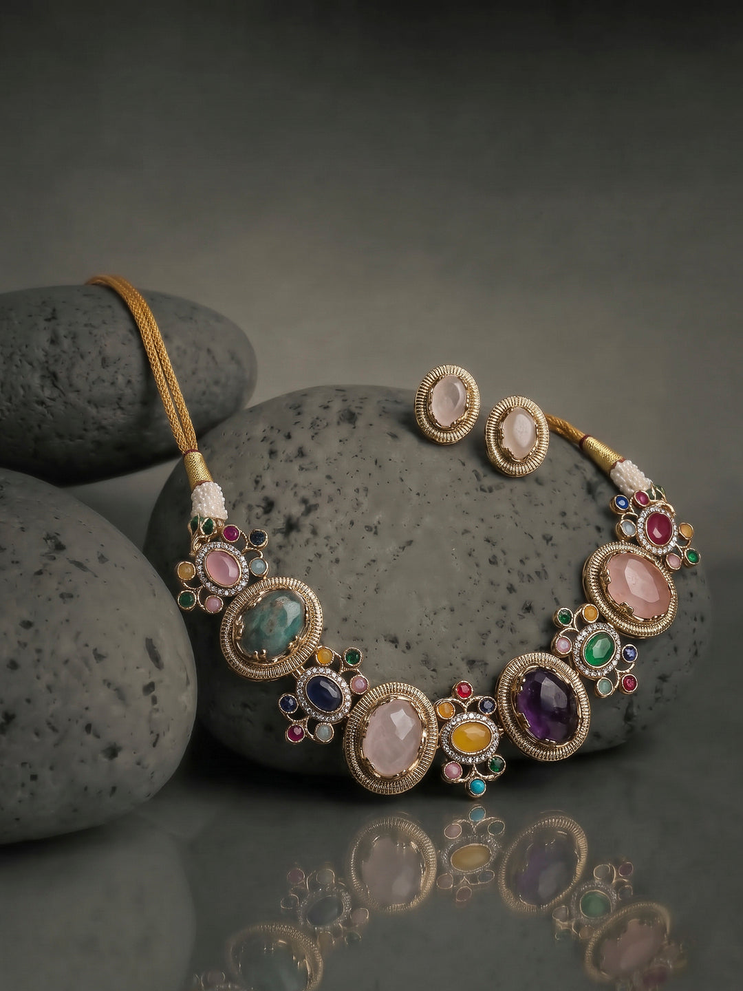 Gold-Multi Imitation Jewelry-Set