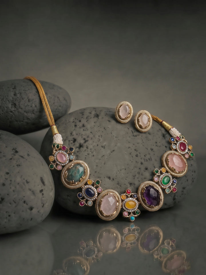 Gold-Multi Imitation Jewelry-Set