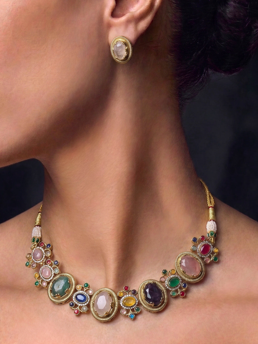 Gold-Multi Imitation Jewelry-Set