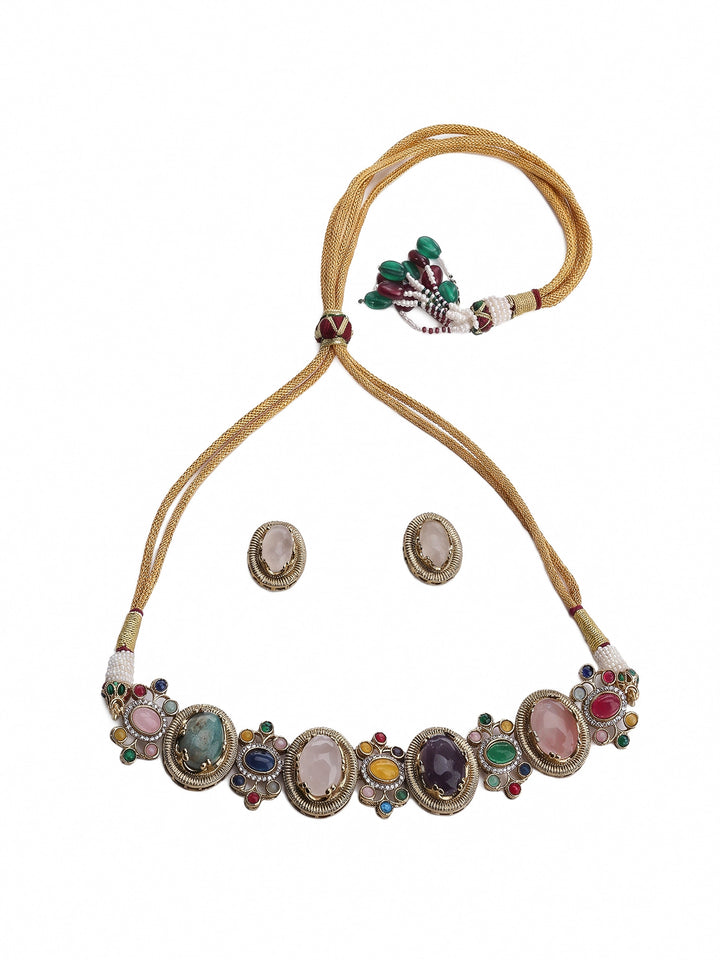 Gold-Multi Imitation Jewelry-Set
