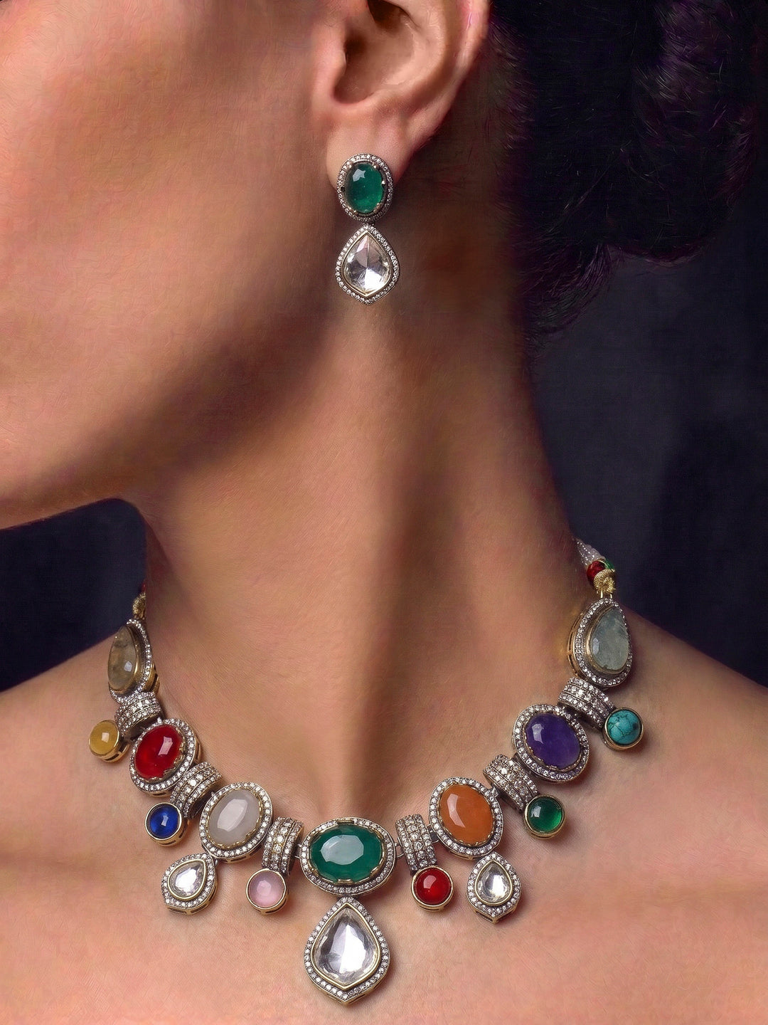 Gold-Multi Imitation Jewelry-Set