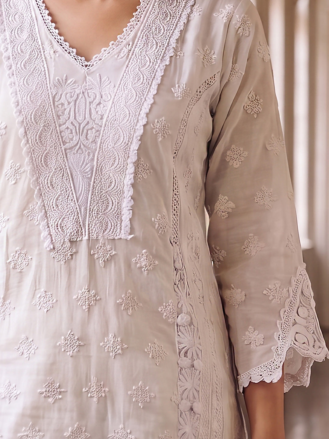 Embroidery Cotton Blend Kurta Sets