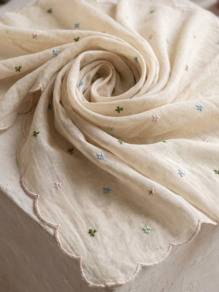Beige Printed Cotton Blend Kurta With Pant &amp; Dupatta