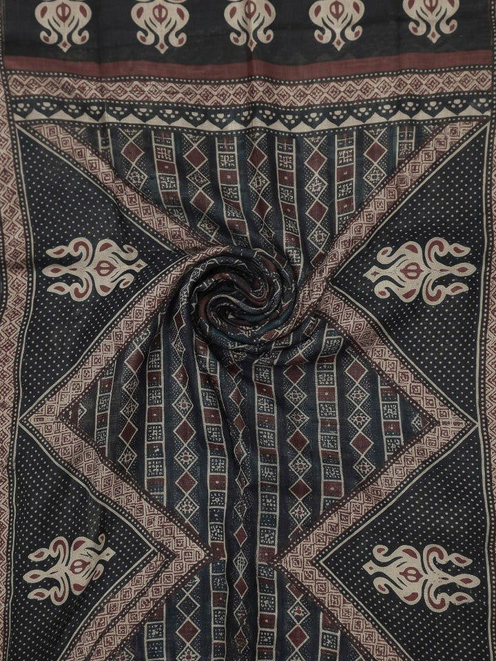 Black Printed Cotton Blend Kurta With Pant &amp; Dupatta