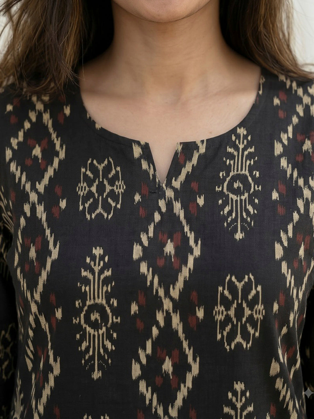 Black Printed Cotton Blend Kurta Set