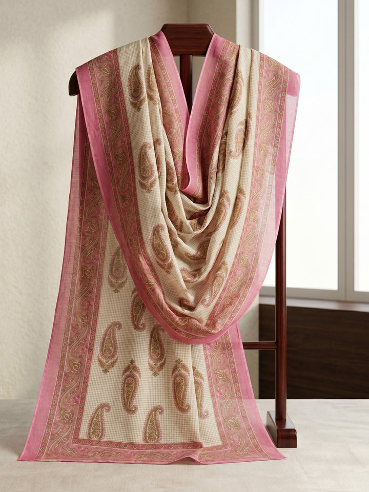 Pink Cotton Blend Printed Straight Suit Set