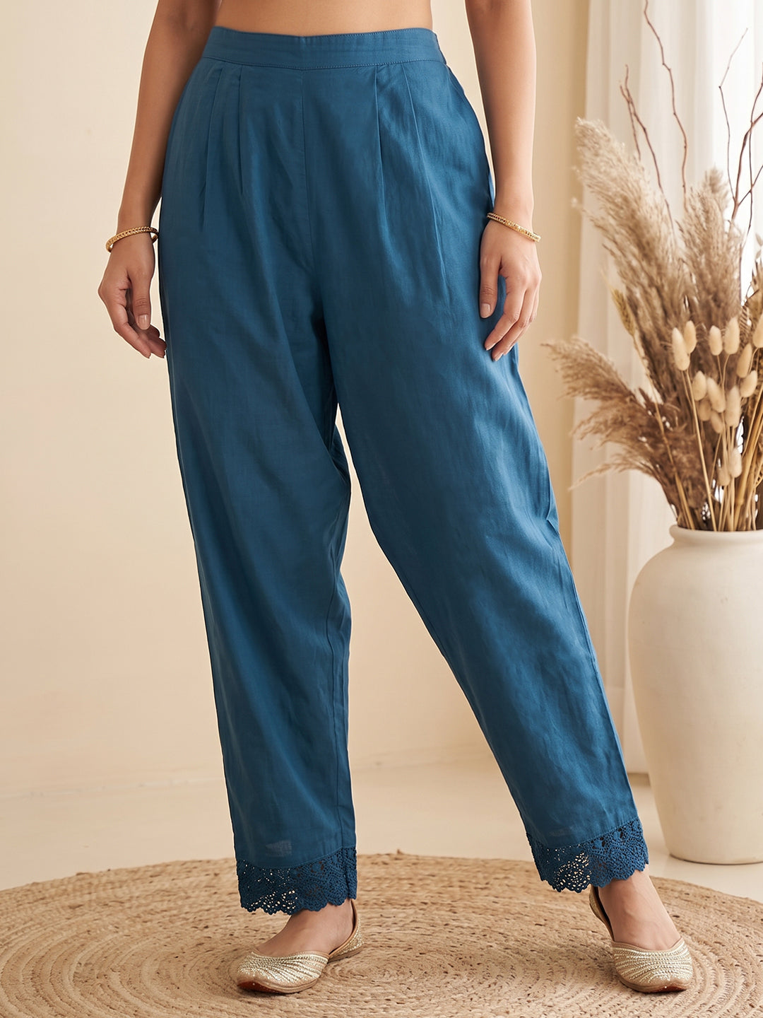 Blue Embroidered Kurta With Pant &amp; Dupatta