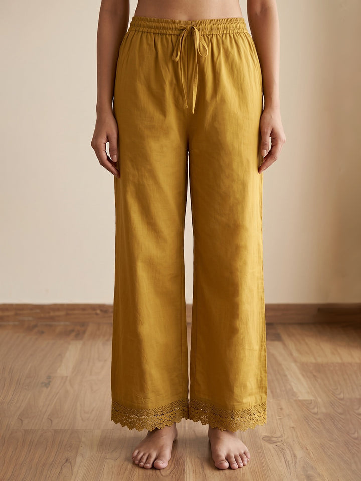 Mustard Embroidered Kurta With Pant &amp; Dupatta