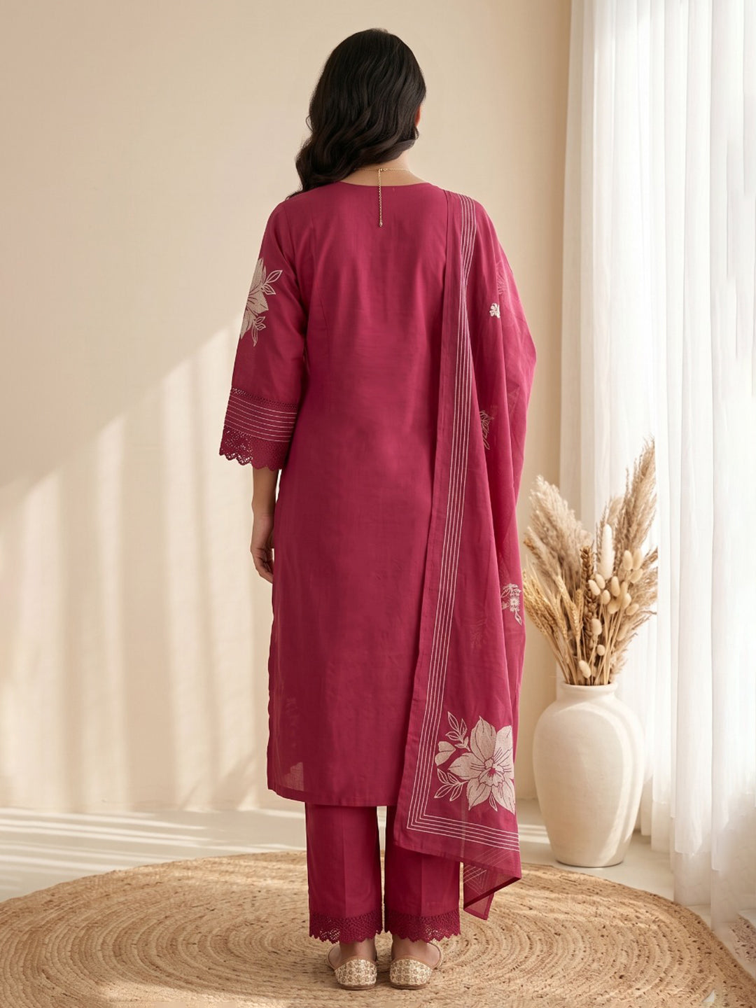 Rani Embroidered Kurta With Pant &amp; Dupatta