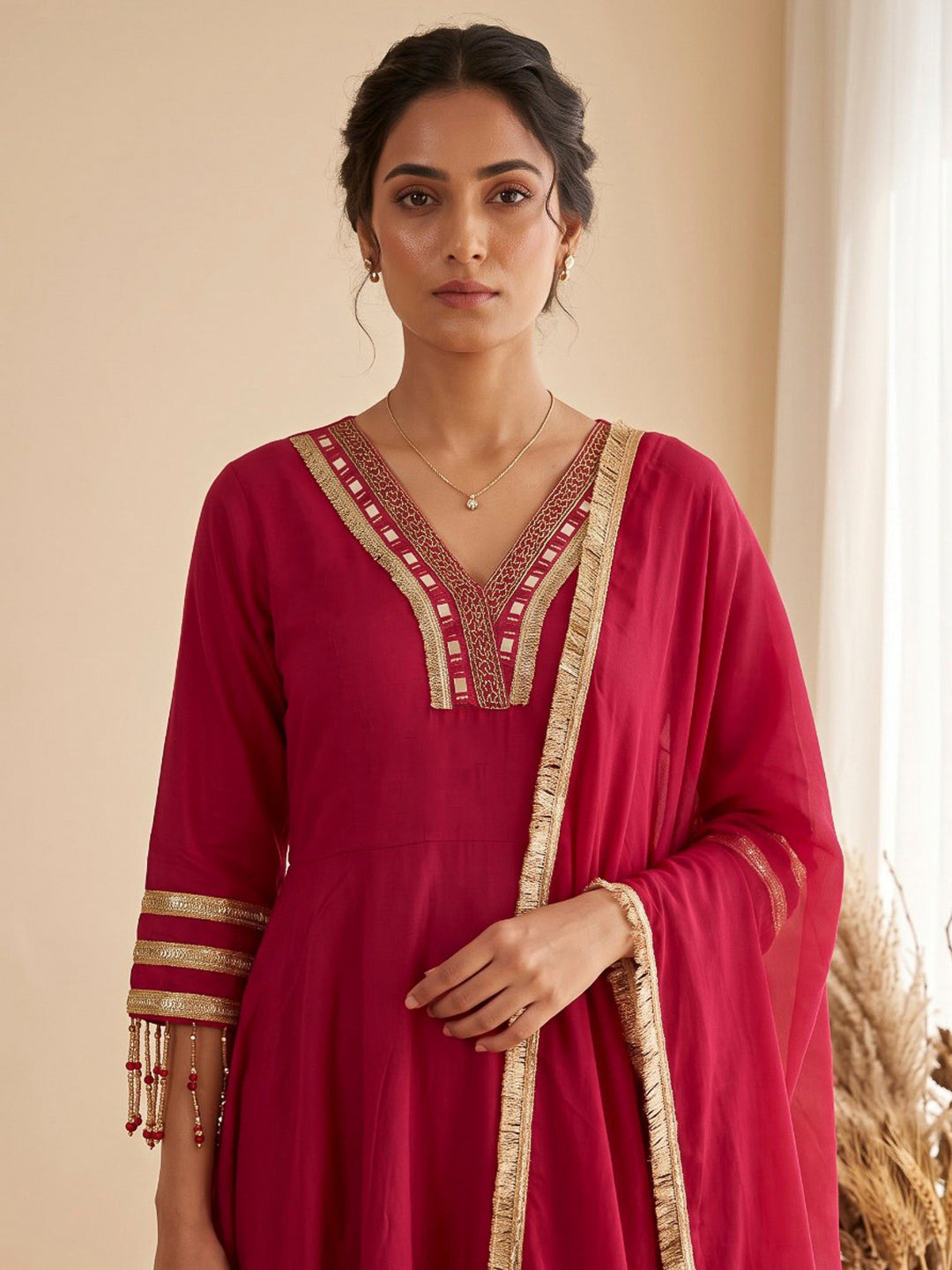 Rani Printed Cotton Blend Kurta With Pant &amp; Dupatta