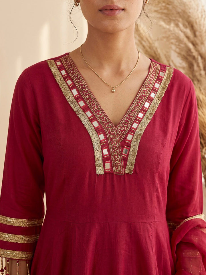 Rani Printed Cotton Blend Kurta With Pant &amp; Dupatta