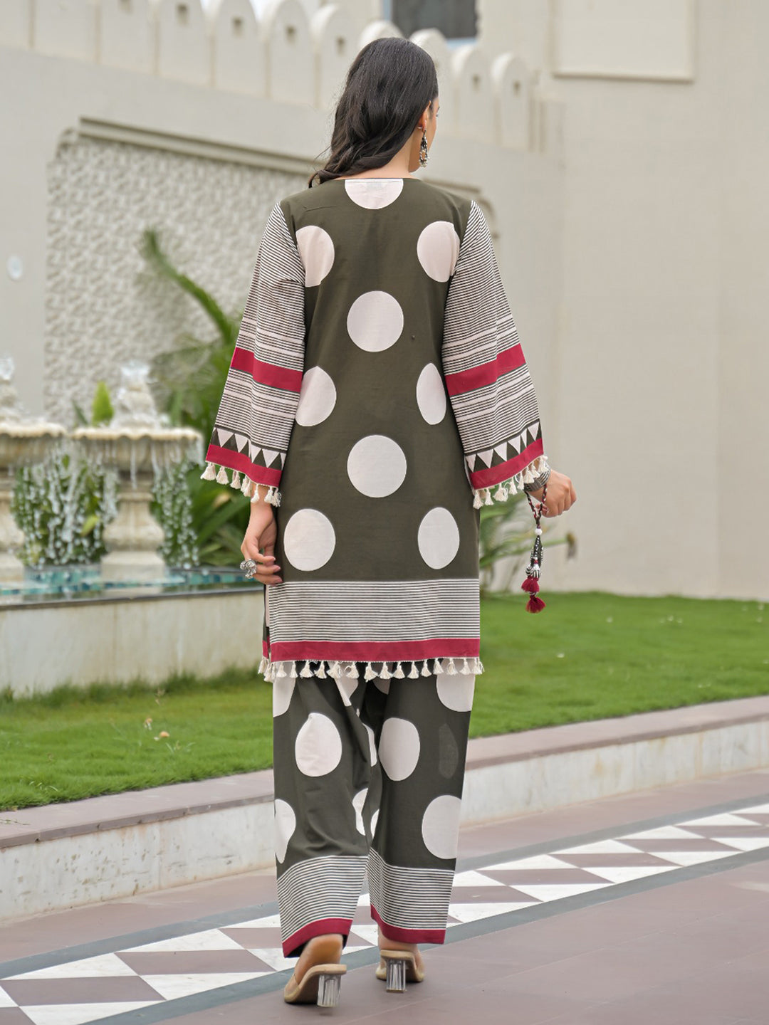 Mehndi Embroidered Cotton Blend Kurta With Pant &amp; Dupatta