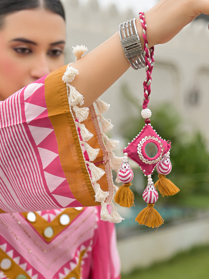 Rani Embroidered Cotton Blend Kurta With Pant &amp; Dupatta