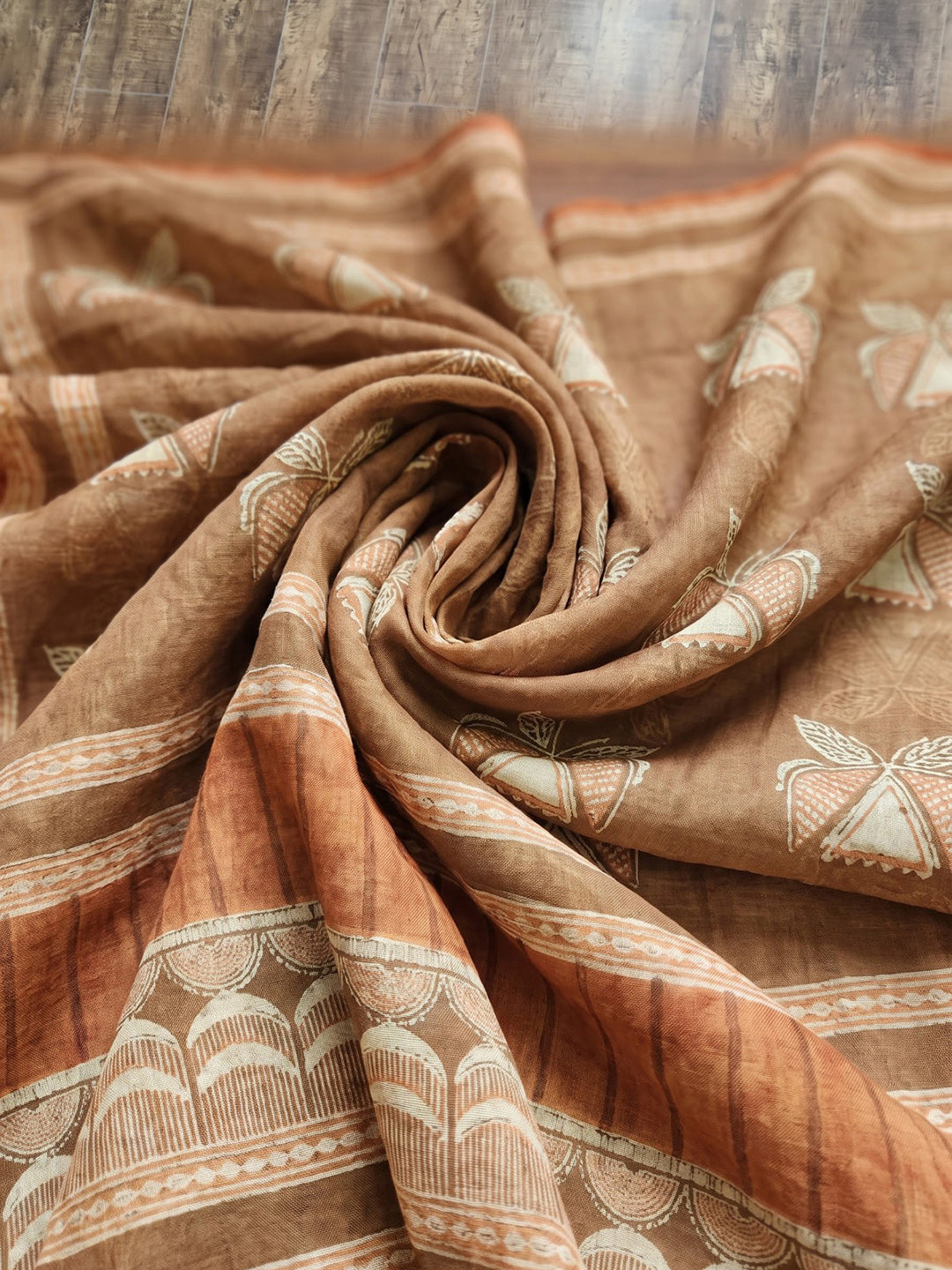 Brown Embroidered Cotton Blend Kurta With Pant &amp; Dupatta