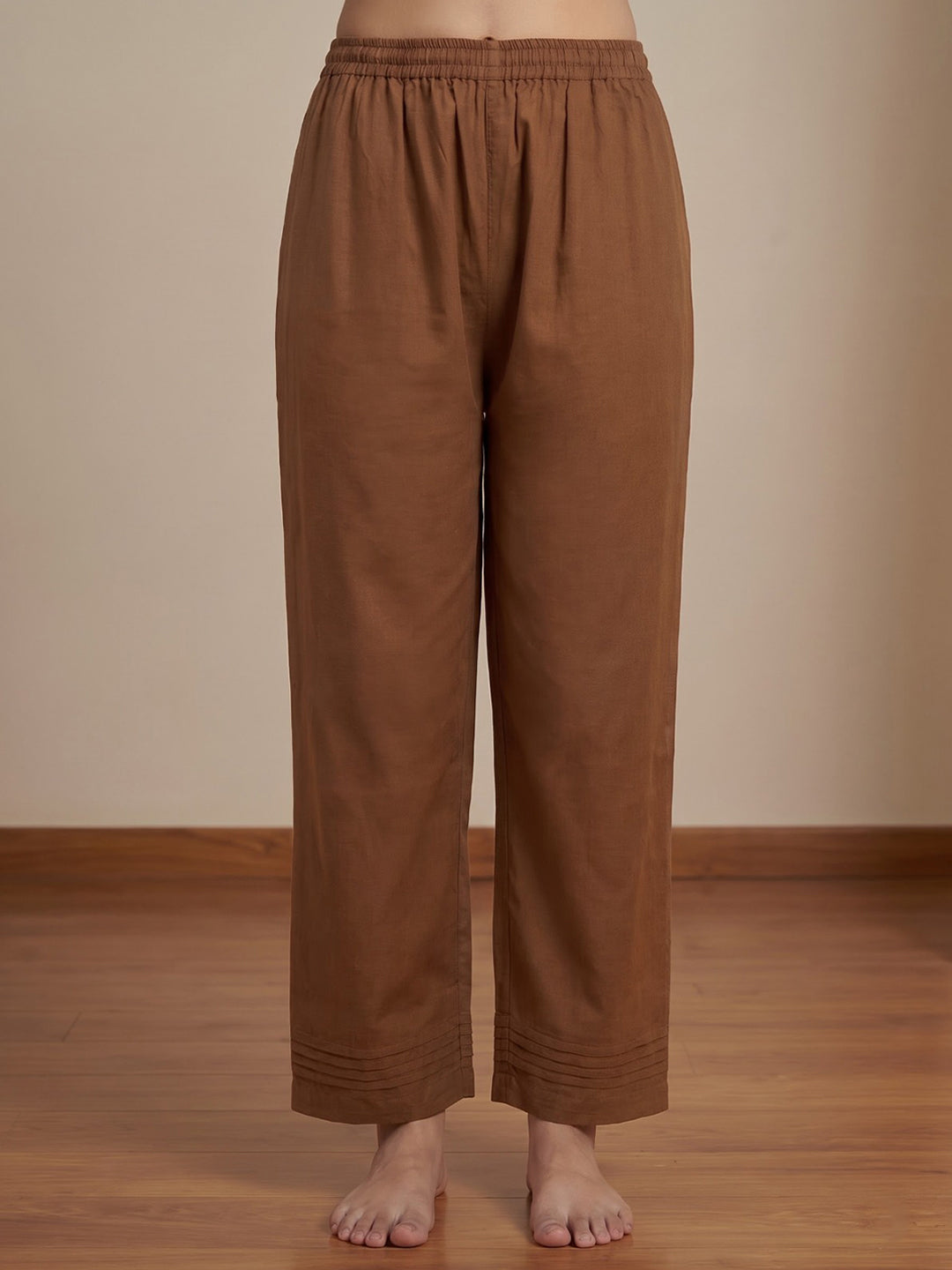 Brown Embroidered Cotton Blend Kurta With Pant &amp; Dupatta