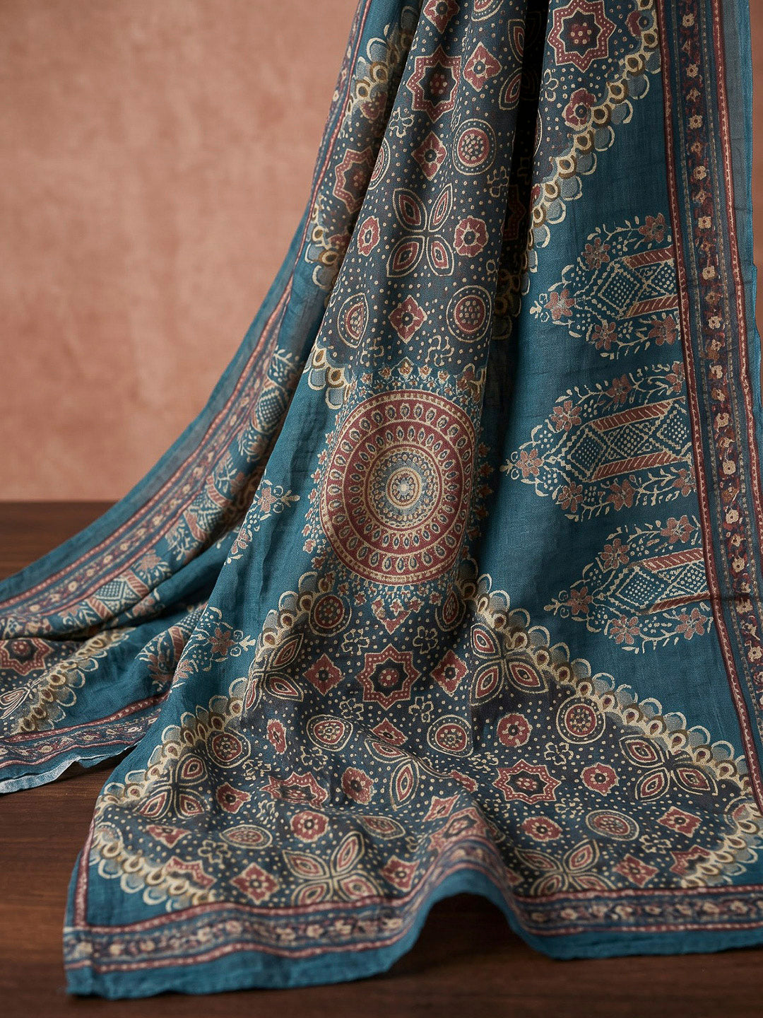 Blue Embroidered Art Silk Kurta With Pant &amp; Dupatta