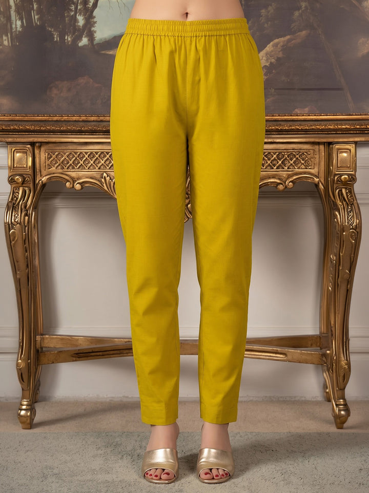 Yellow Embroidered Chanderi Kurta With Pant &amp; Dupatta