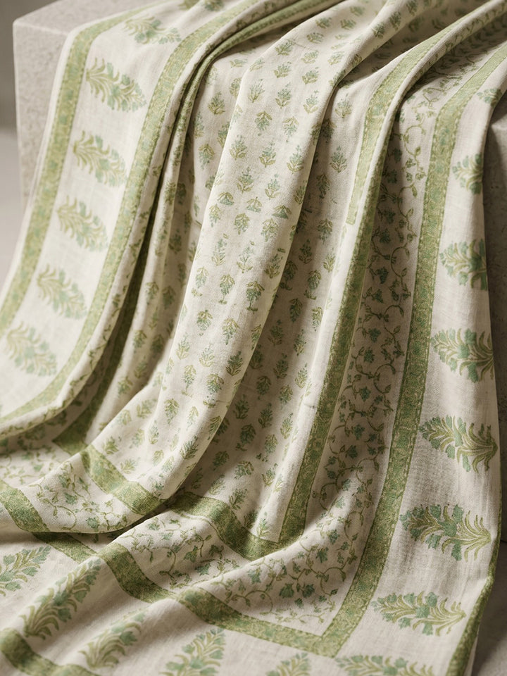 Green Printed Cotton Blend Kurta With Pant &amp; Dupatta