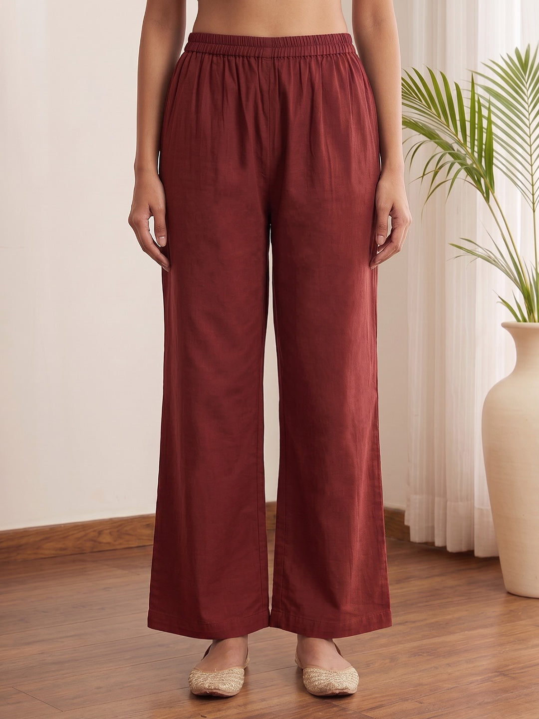 Red Printed Cotton Blend Kurta With Pant &amp; Dupatta