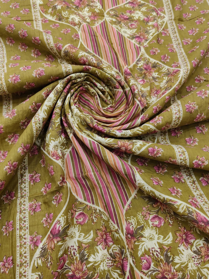 Mustard Printed Cotton Blend Kurta With Pant &amp; Dupatta