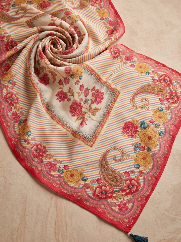 Pink Printed Cotton Blend Kurta With Pant &amp; Dupatta