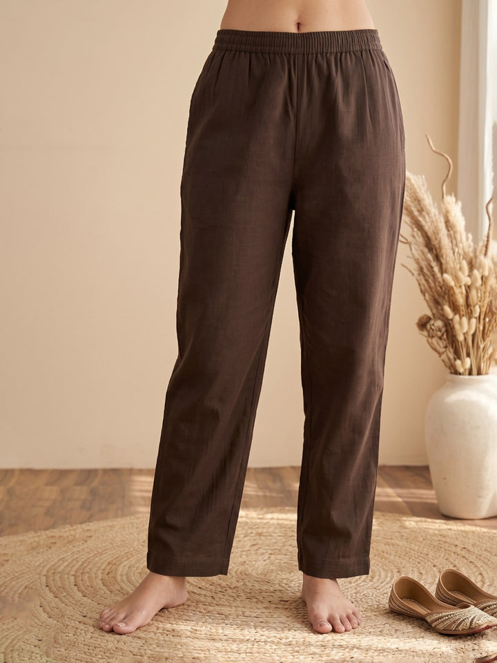Brown Printed Kurta With Pant &amp; Dupatta