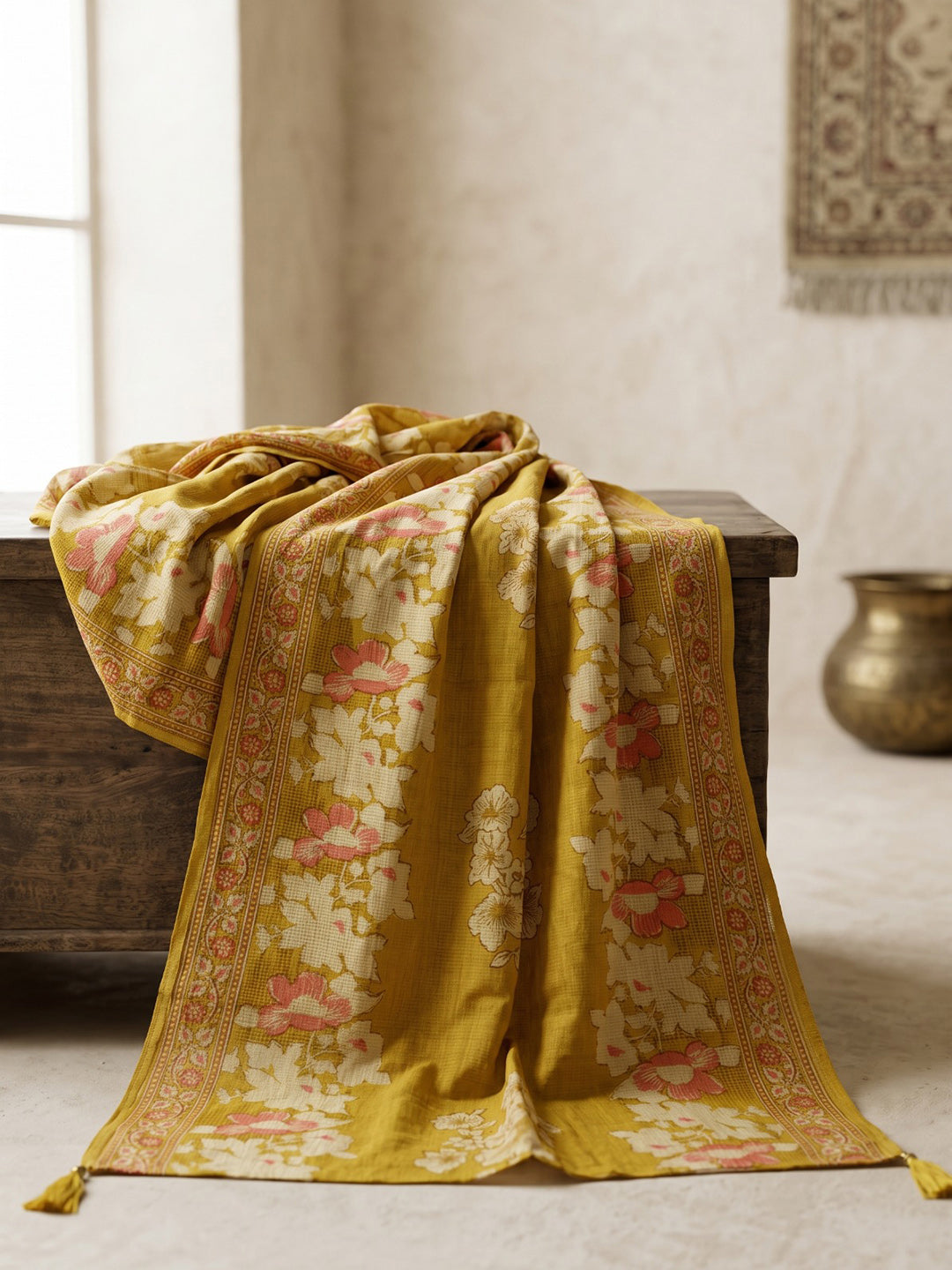 Yellow Printed Kurta With Pant &amp; Dupatta
