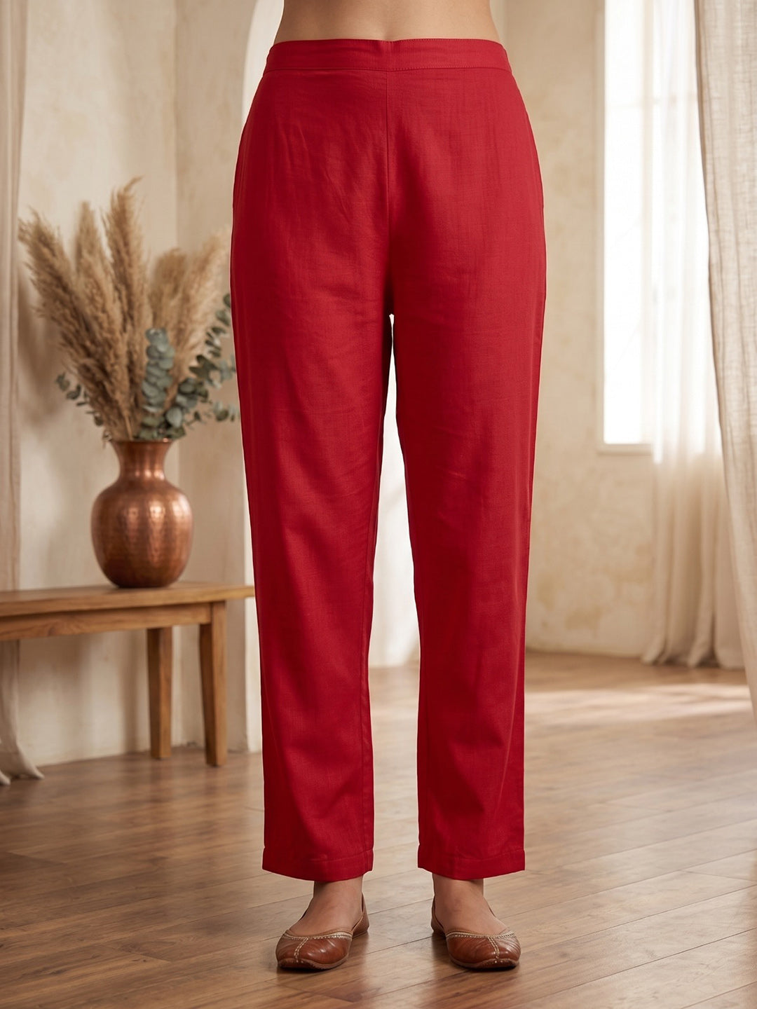 Rust Printed Kurta With Pant &amp; Dupatta
