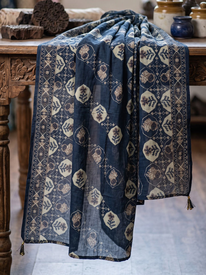 Blue Printed Kurta With Pant &amp; Dupatta