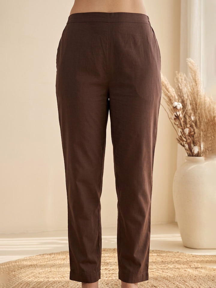 Brown Printed Kurta With Pant &amp; Dupatta