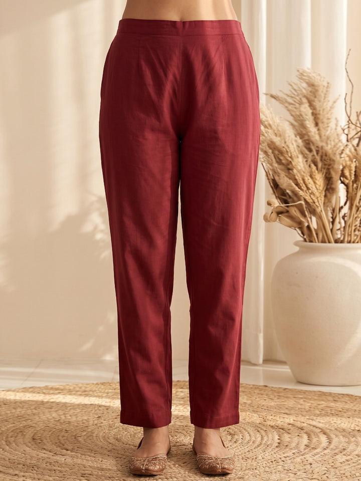 Maroon Printed Kurta With Pant &amp; Dupatta
