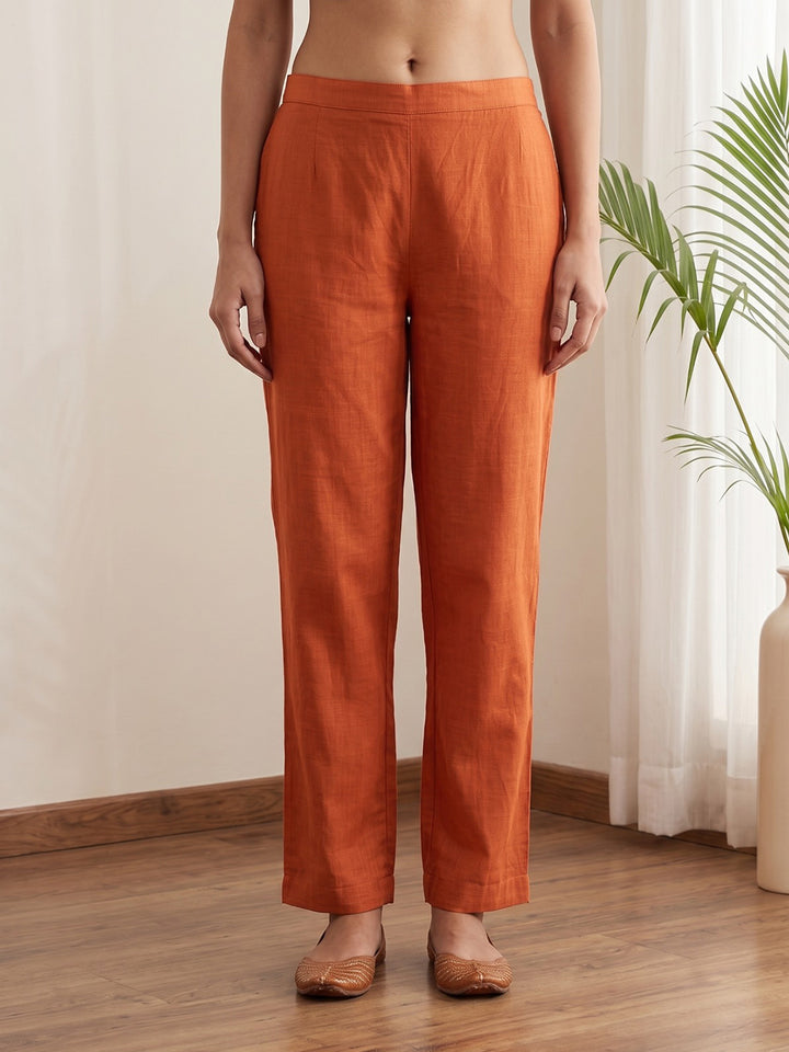 Orange Printed Kurta With Pant &amp; Dupatta