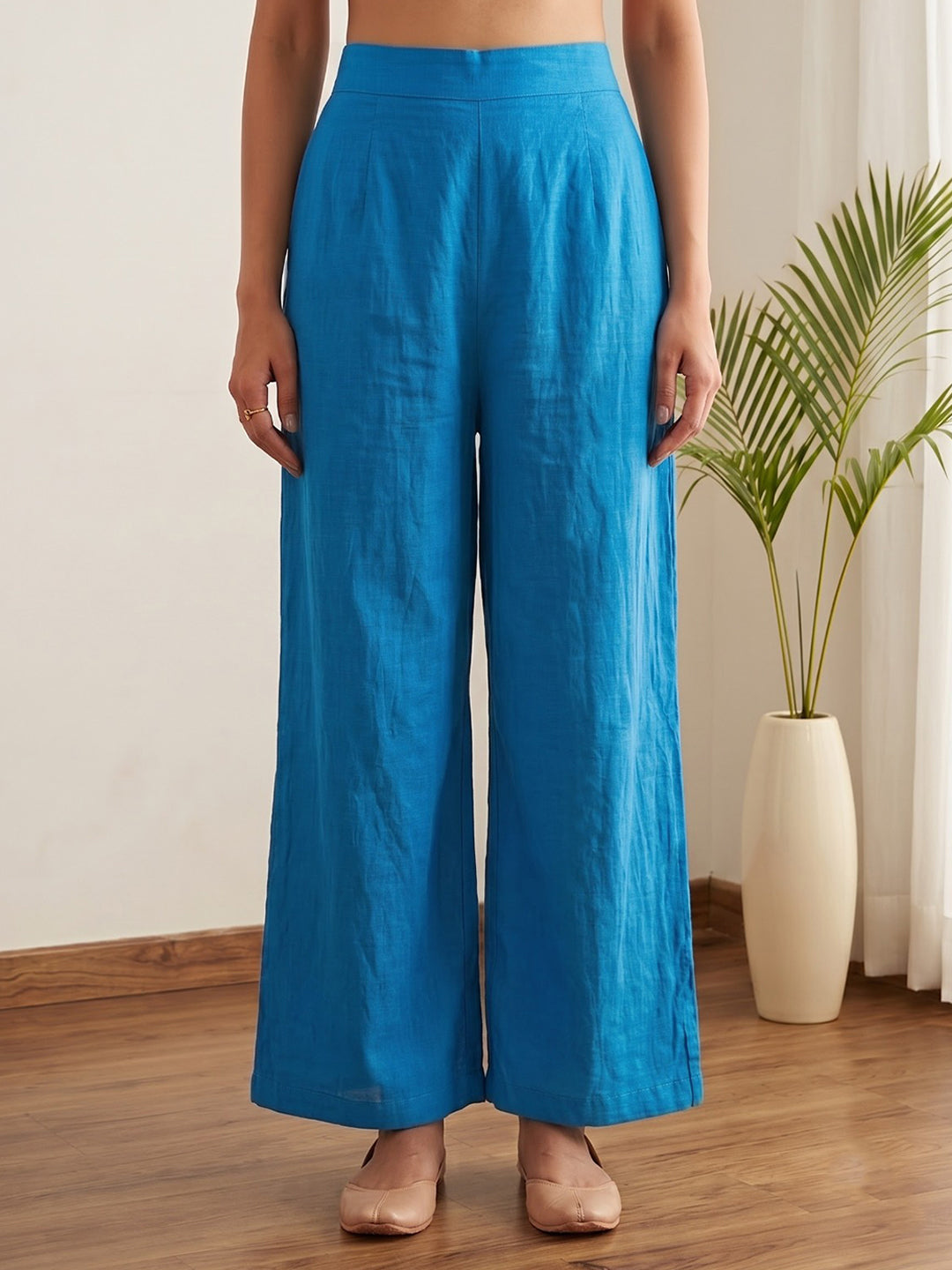 Blue Printed Chanderi Kurta With Pant &amp; Dupatta
