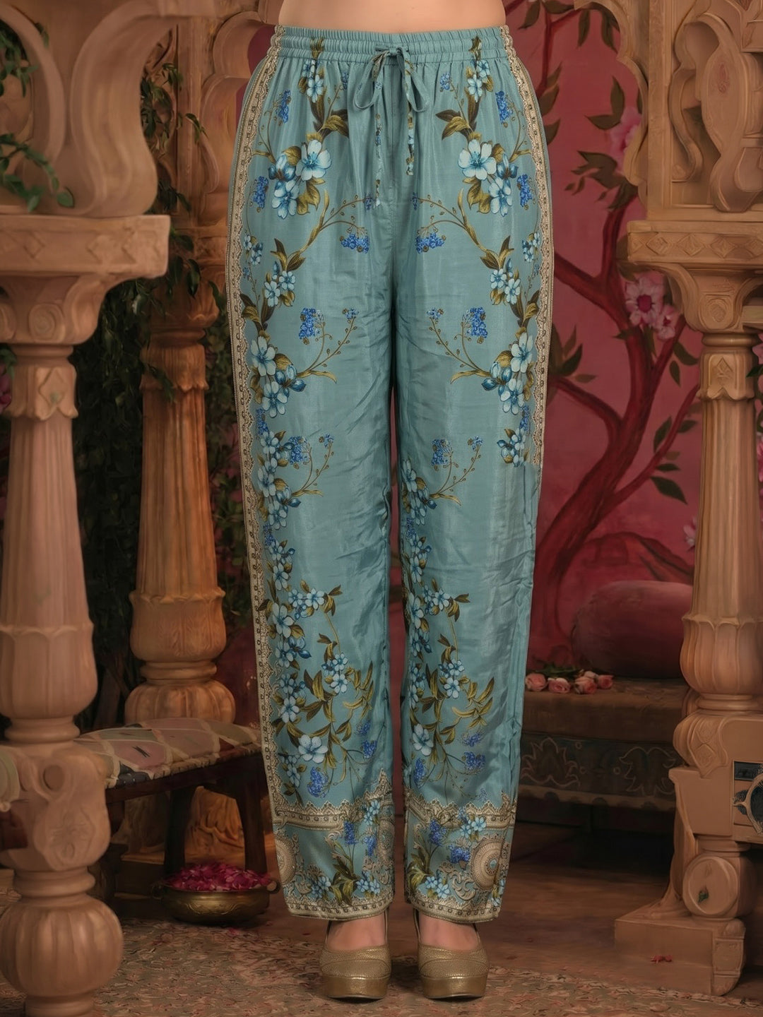 Grey Embroidered Crepe Kurta Set