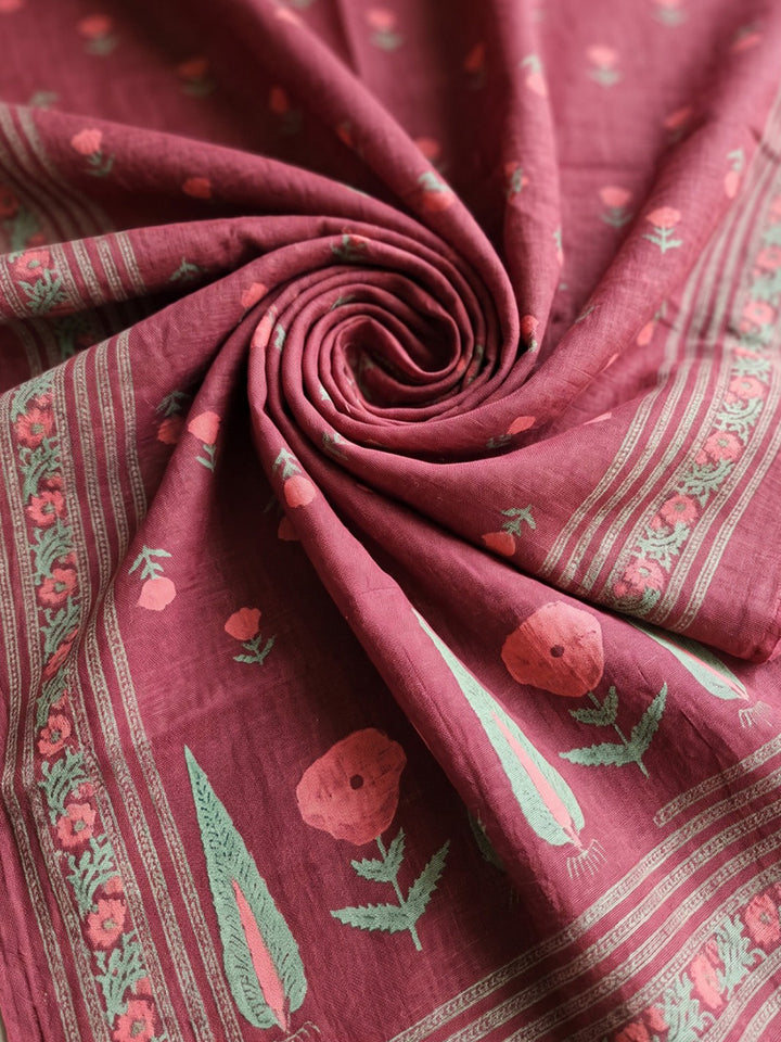 Red Embroidery Cotton Blend Kurta With Pant &amp; Dupatta